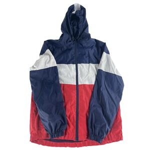 Bleecker & Mercer Vintage Look Full Zip Wind Breaker Sz Small S Red White‎ Blue